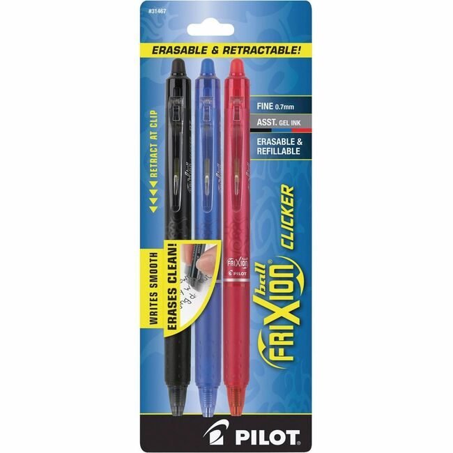 Pilot Corporation of America Pen Frixn Clckr 0.7 Assorted 3 Pack PIL31467