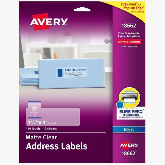 Avery Products Corporation Label 14-UP Ep Ij 140 Clear AVE18662