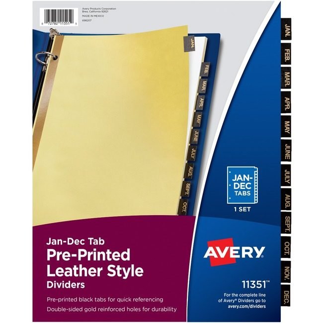 Avery Products Corporation Dividers Leather Tabs Monthly AVE11351
