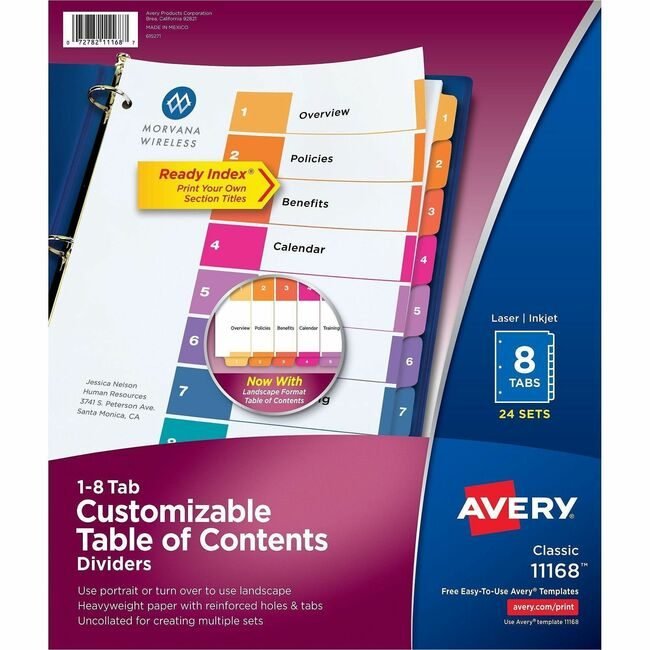 Avery Products Corporation Dividers Index Ready 1-8 AVE11168