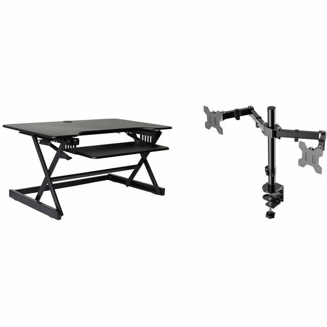 Rocelco Riser Desk Arm Bndl 40"W Black RCLRDADRB40DM2