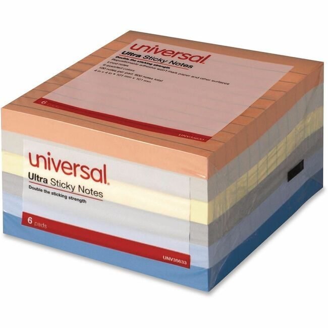 Universal Office Products Note Ultrsticky 4X4 6 Assorted UNV35633