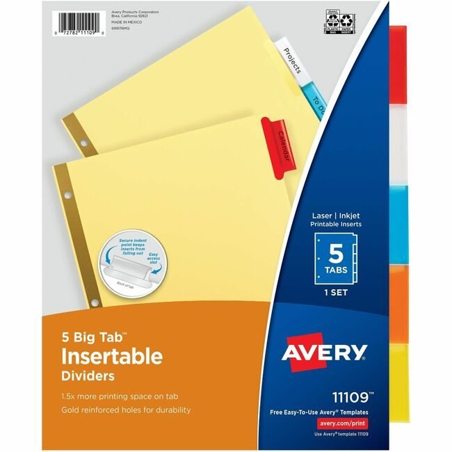 Avery Products Corporation Dividers Insert 5-TAB Multi AVE11109CT