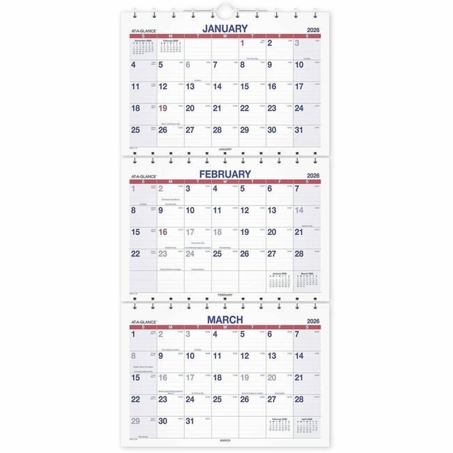 ACCO Brands AT-A-GLANCE Calendar Wall 3-MONTH VIEW AAGPMLF1128