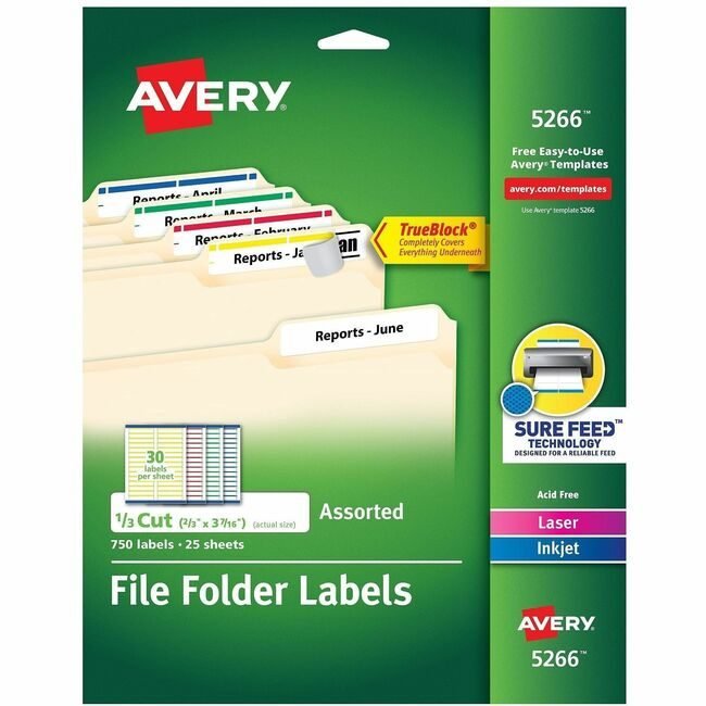 Avery Products Corporation Label Fldr Perm Lsr/Ink Assorted AVE5266