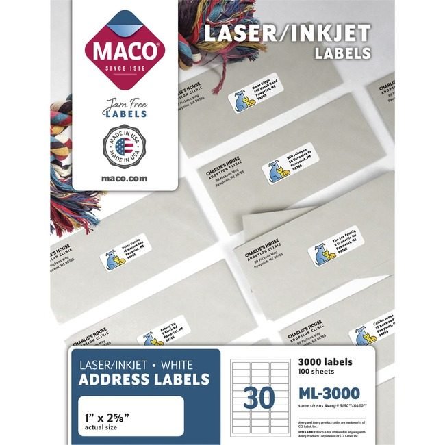 Chartpak, Inc. Maco Label Lsr 1X2-5/8 We MACML3000