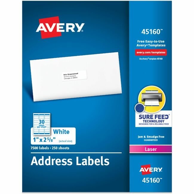 Avery Products Corporation Label Laser 1X2.6 We 7500 AVE45160