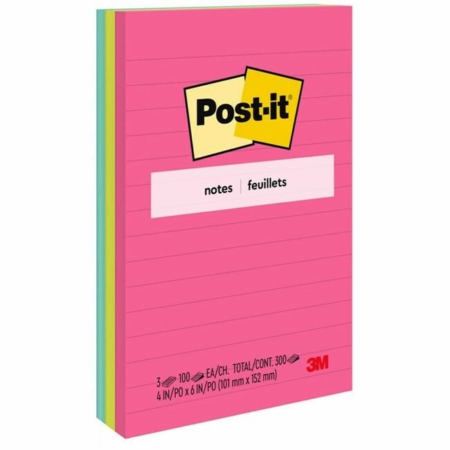3M Company Note Post-It 4X6 3 Pack Lined MMM660-3AN
