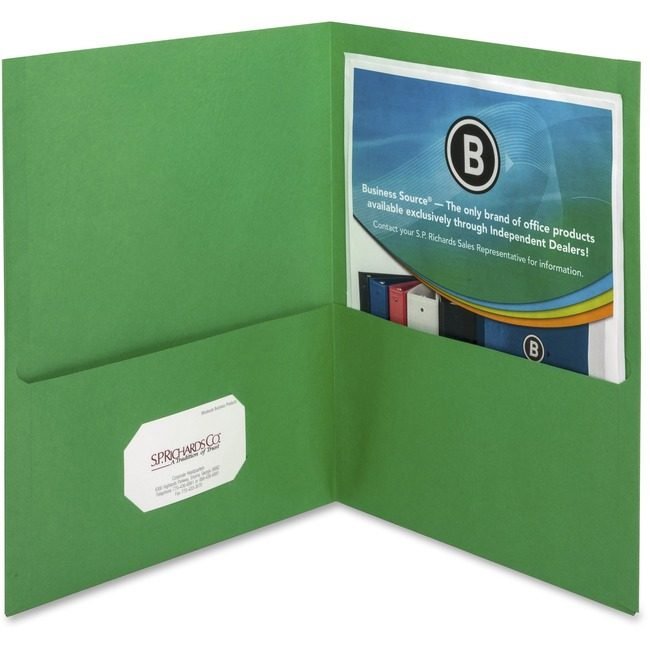 Business Source Folder 2-POCKET Letter Green BSN78493