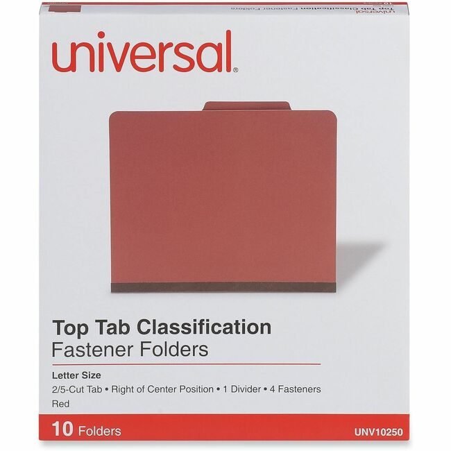 Universal Office Products Folder Psbd 4SEC Letter Red UNV10250
