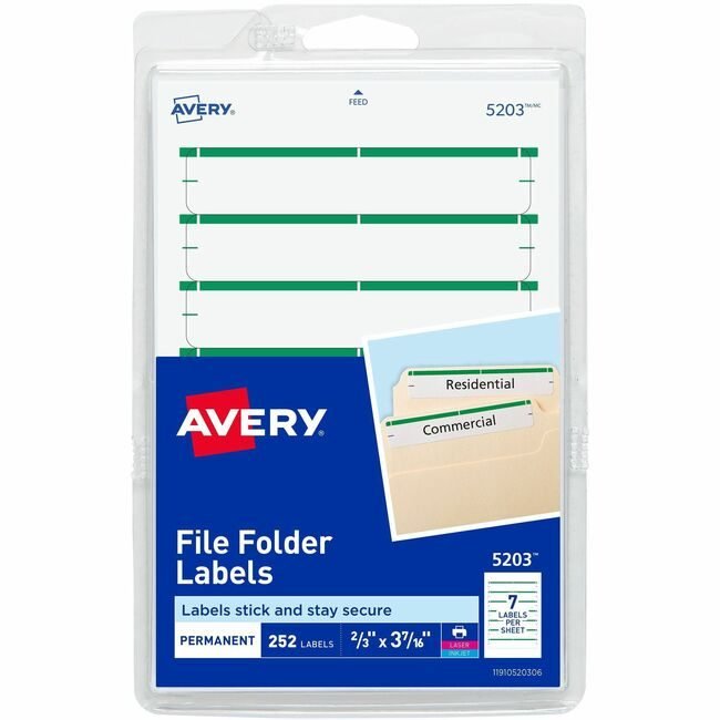 Avery Products Corporation Label Fldr Perm Lsr/Inkj Green AVE05203
