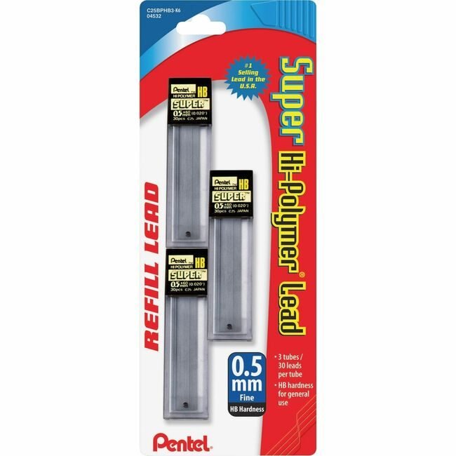 Pentel of America Refill Lead 0.5MM 3 Pack PENC25BPHB3K6