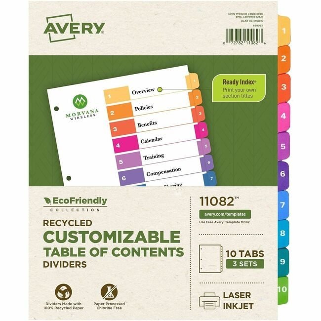 Avery Products Corporation Dividers 10TABS 3 SETS AVE11082
