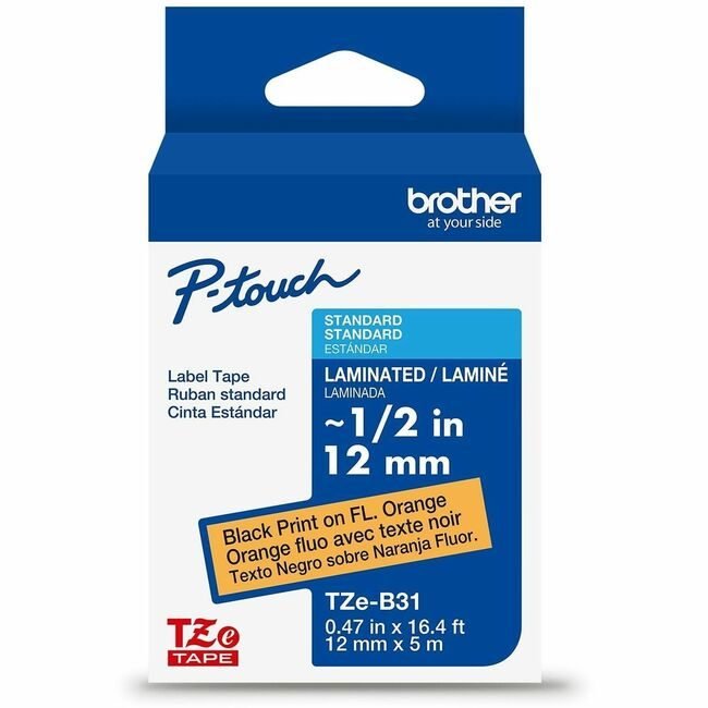 Brother International Tape Label 1/2" Bk/Fluor Oe BRTTZEB31CSG