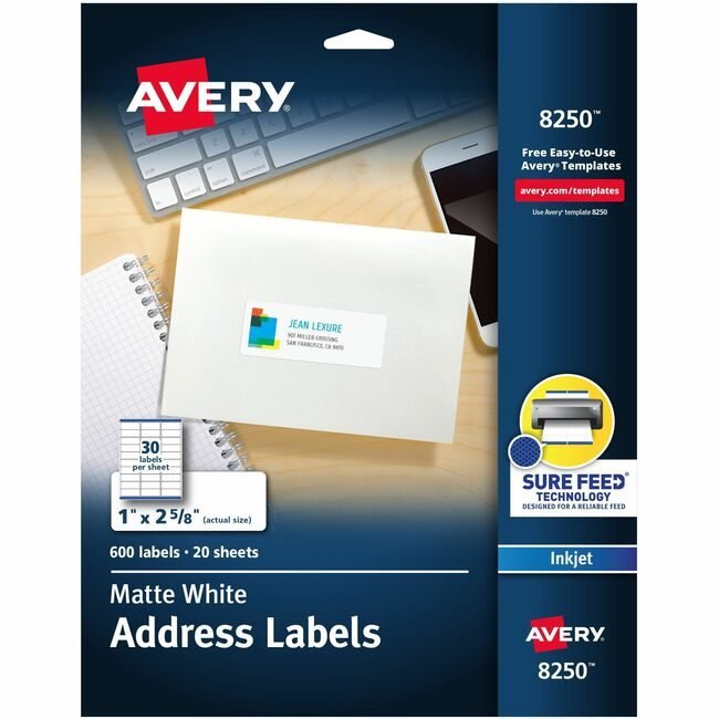 Avery Products Corporation Label Inkjt 2-5/8X1 We 600 AVE8250