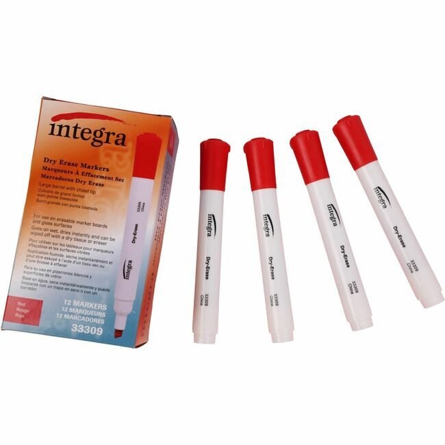 Integra Marker Dryerase Chisel Red ITA33309
