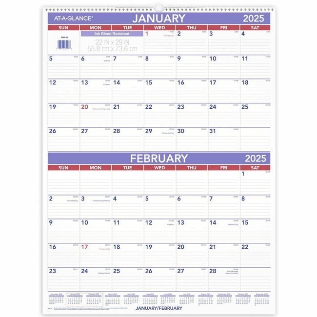 ACCO Brands AT-A-GLANCE Calendar Wall 2-MNTH Recycl AAGPM9-28