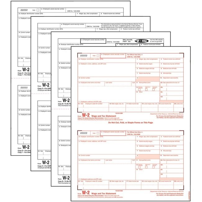 TOPS Products Form Tax W-2 4PT Laser TOP22990