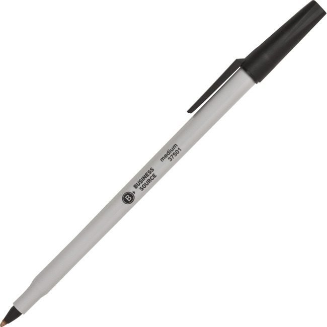 Business Source Pen Ballpoint Stick Medium Black BSN37501