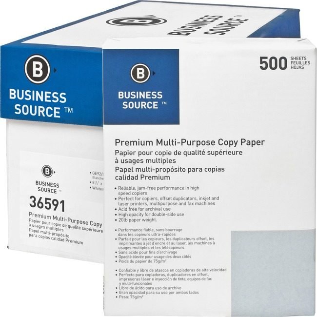 Business Source Paper Copy 20# 92BRT 8.5X11 BSN36591PL