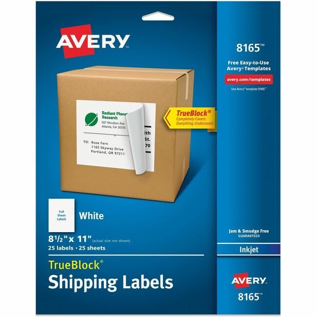 Avery Products Corporation Label Inkj Sheet 8.5X11 25 AVE8165
