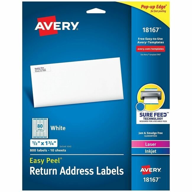 Avery Products Corporation Label Ra 80UP Ij AVE18167