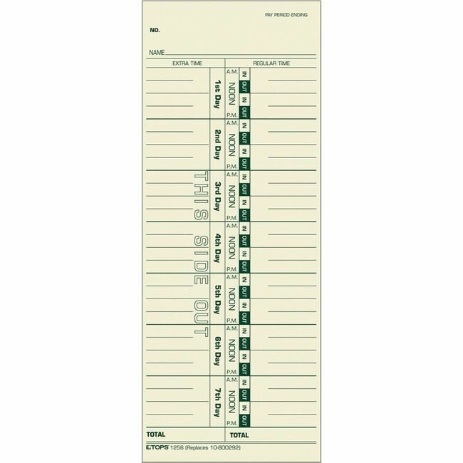 TOPS Products Form Time Card Wk 3.5X9 TOP1256