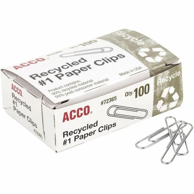 ACCO Brands Clips Recycled #1 100 Count ACC72365