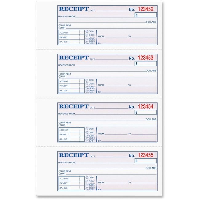 TOPS Products Book Receipt 2PT 4 PER PAGE TOP46816