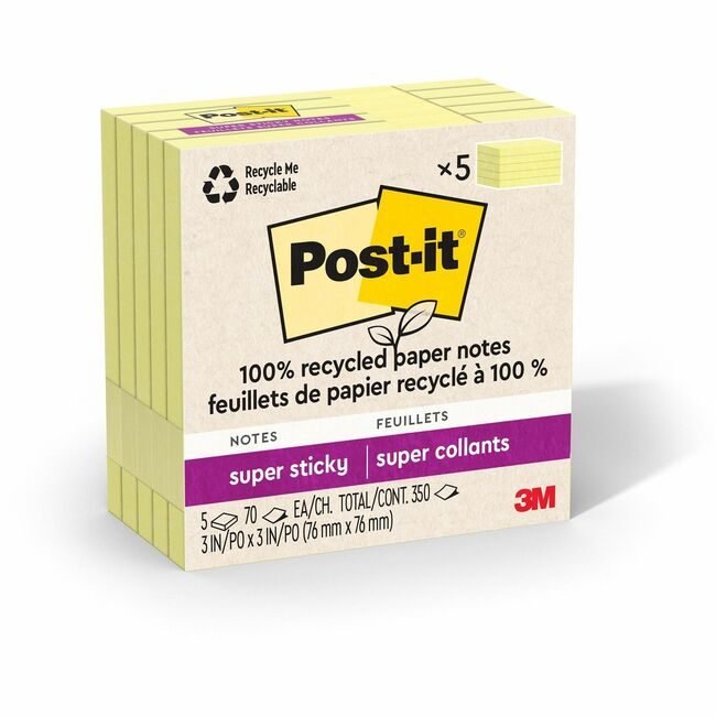 3M Company Supersticky Recycled 3X3 MMM654R5SSCY