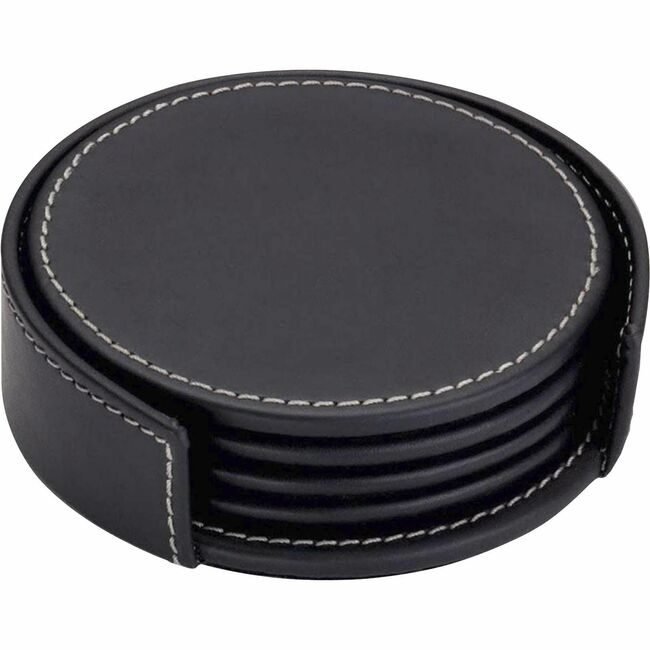 Dacasso Coaster Set Lthr Black DACA1245