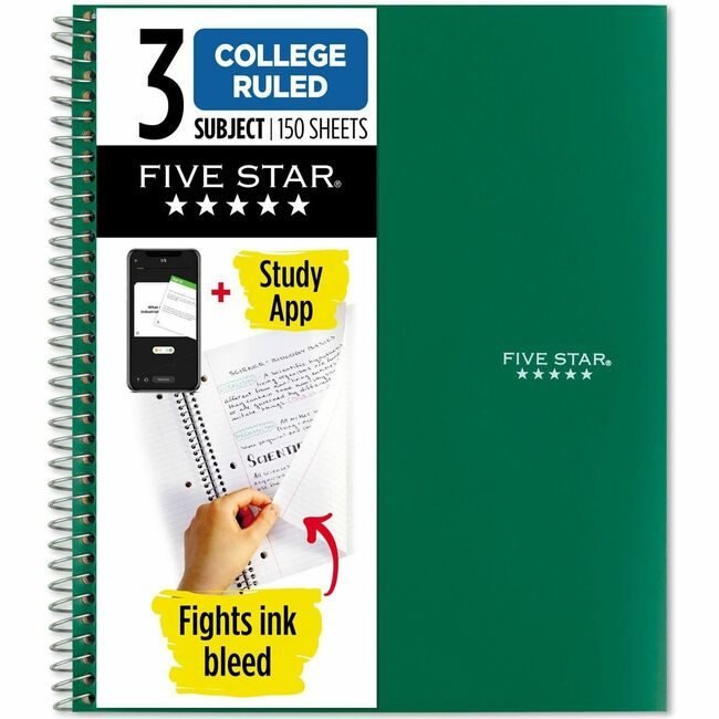 ACCO Brands Mead / Five Star Notebook Fs 3SB 8.5X11.5 Green MEA72067