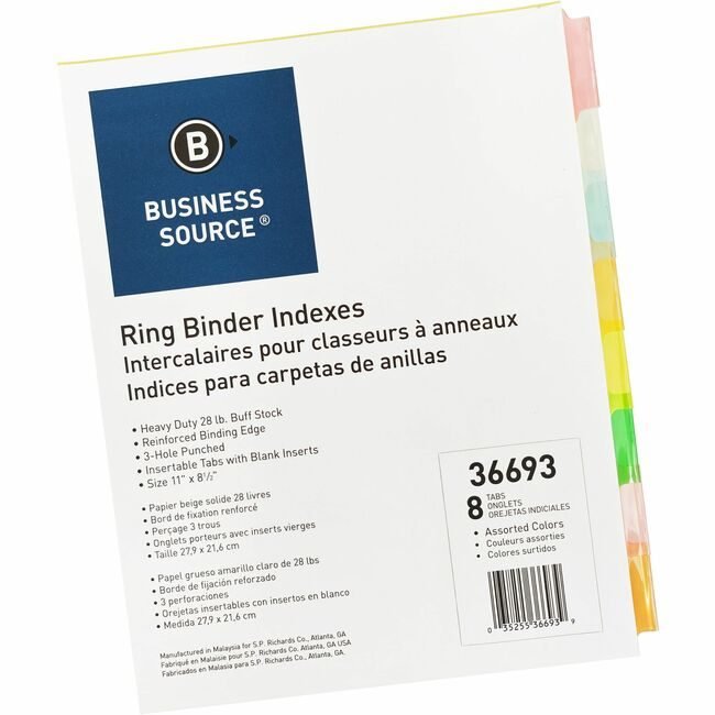 Business Source Divider Insert 8-TAB Multi BSN36693