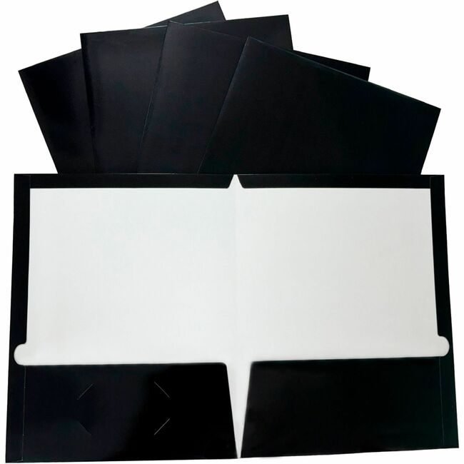 Business Source Folder 2POCKET Laminated Black BSN44425