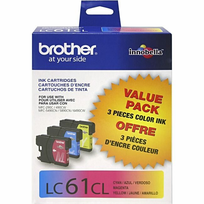 Brother International Crtdg 3INKS 1CYN 1MA 1YW BRTLC613PKS