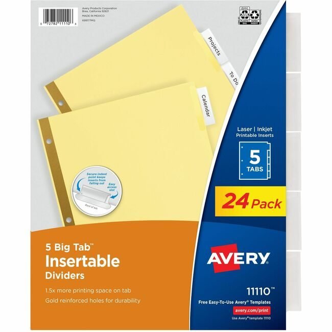 Avery Products Corporation Dividers Insert Paper 5TAB AVE11113