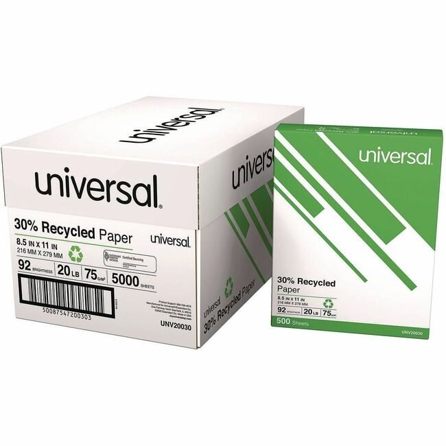 Universal Office Products Paper Recy 20LB 8.5X11 White UNV20030PL