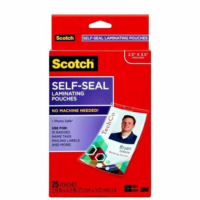 3M Company Pouch Laminate Idbadge 25 Pack MMMLS852-G