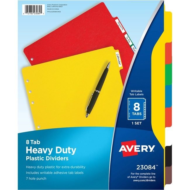 Avery Products Corporation Dividers Plastic 8TB We Label AVE23-084