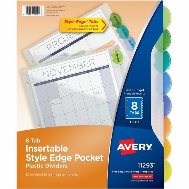 Avery Products Corporation Dividers Insert Plastic 8TB AVE11293