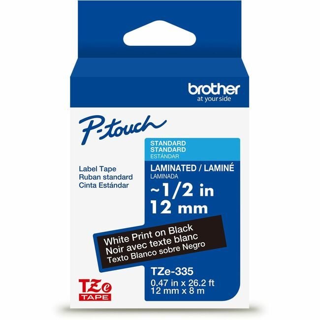 Brother International Cartridge Tape 1/2" We/Bk BRTTZE335G