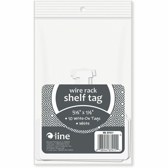 C-Line Products Tag Wire Shelf White 10/PK CLI87411