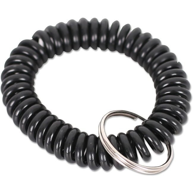 Universal Office Products Key Wrist Coil 6/PK Black UNV56050