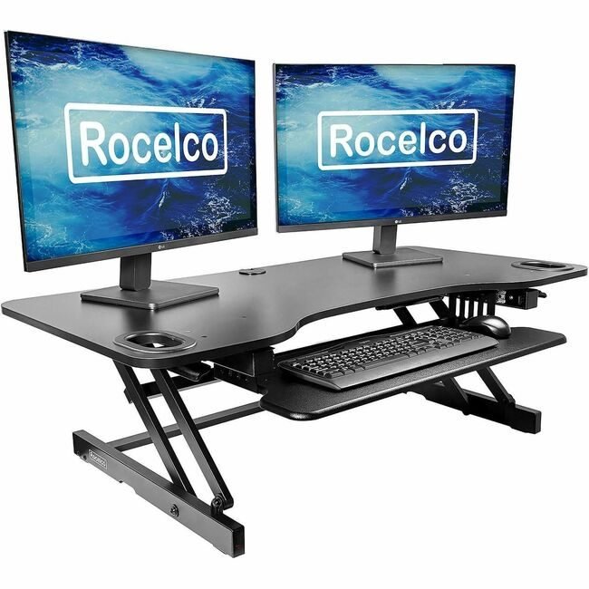 Rocelco Riser Desk Standing 45"W Black RCLRADRB45