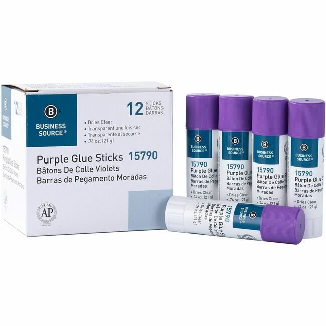Business Source Glue Stick 0.74 Purple 12 Pack BSN15790