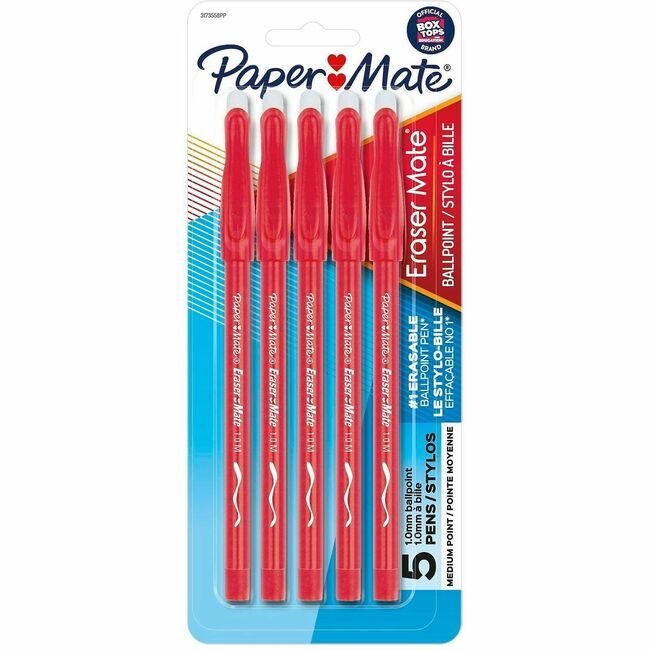 Newell Brands Paper Mate Pen Bp Erasermate Red 5 Count PAP3173558PP