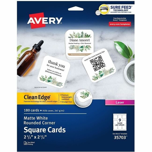 Avery Products Corporation Cards Sqr White Lsr 180 Pack AVE35703