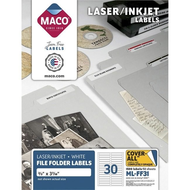 Chartpak, Inc. Maco Label Fldr 2/3X3-17/16 We MACML-FF31