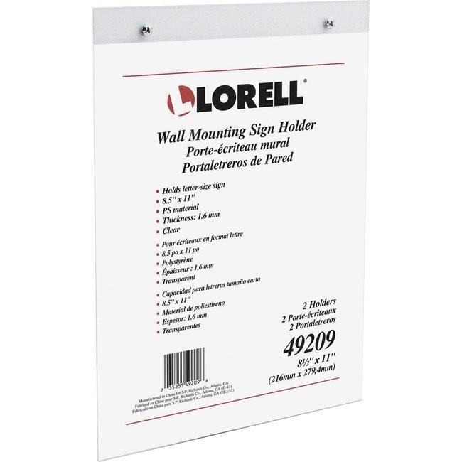 Lorell Holder Sign Wall Clear LLR49209