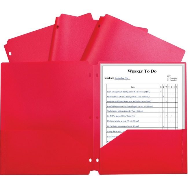 C-Line Products Portfolio Poly Hvywt 3HL Red CLI33934
